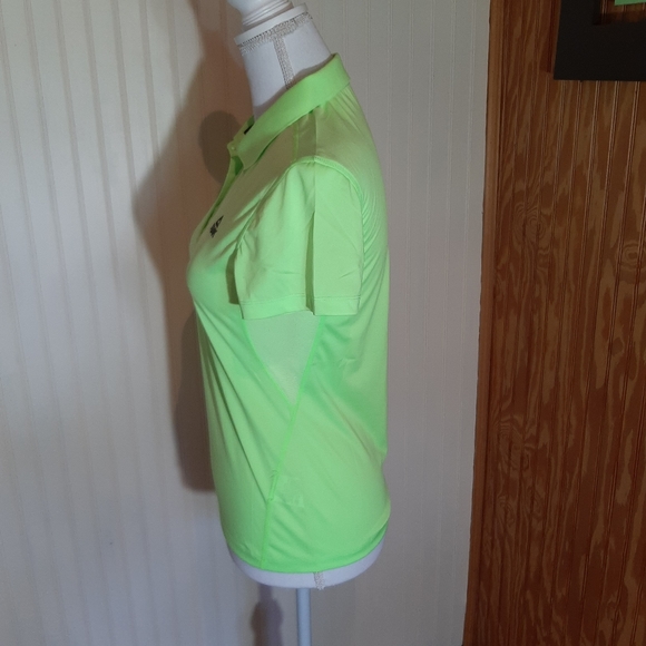 Peak Running Sport Athletic Lime Green Polo P Coolfree - Picture 3 of 10